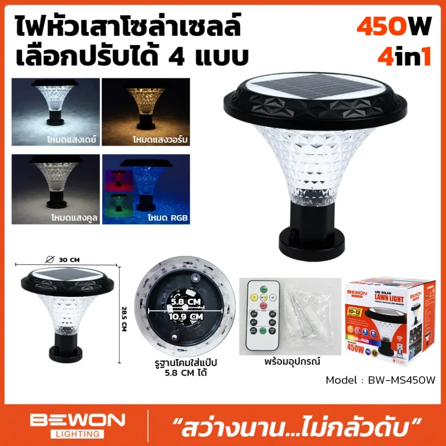 ไฟหัวเสาโซล่า 450W